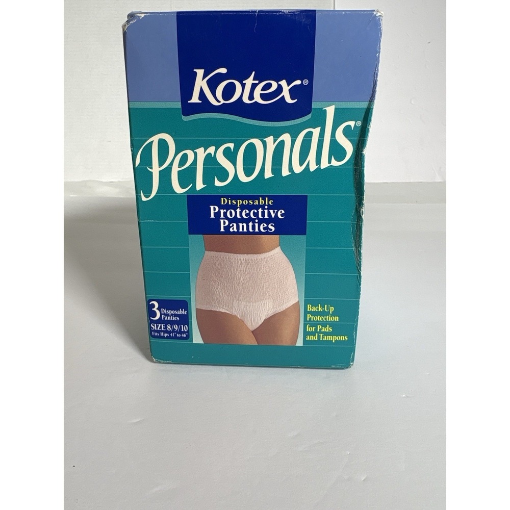 Vintage 1994 Kotex 3 Count Personals Protective Panties Size 8/9/10